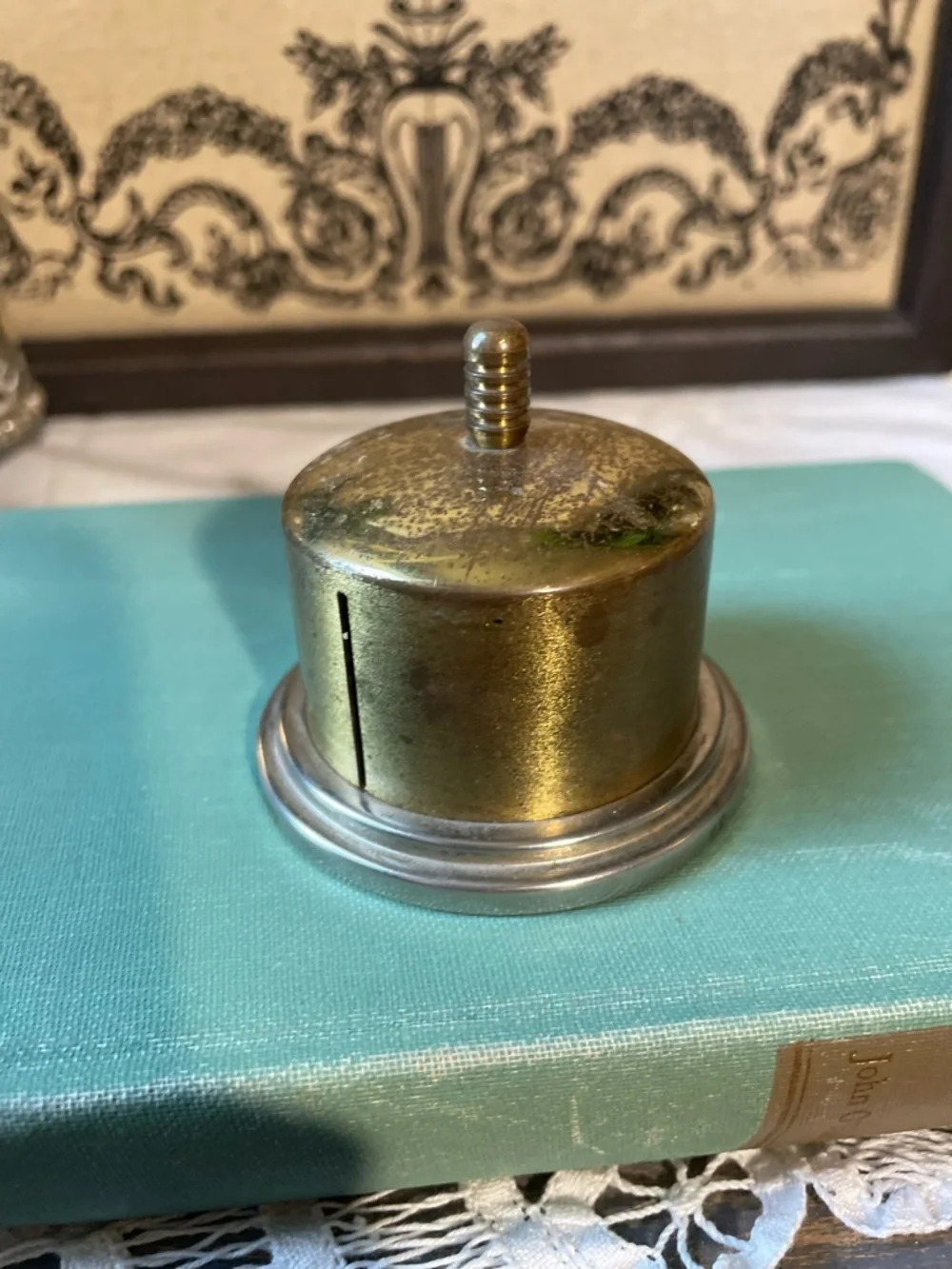 Vintage solid Brass stamp dispenser